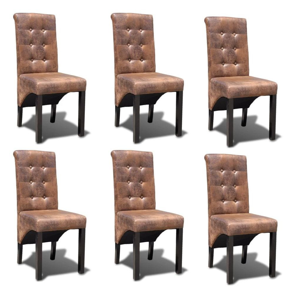 Petromila vidaXL Jedálenské stoličky 6 ks, hnedé, umelá koža